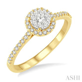 1/3 ctw Round Shape Diamond Lovebright Ring in 14K Yellow and White Gold